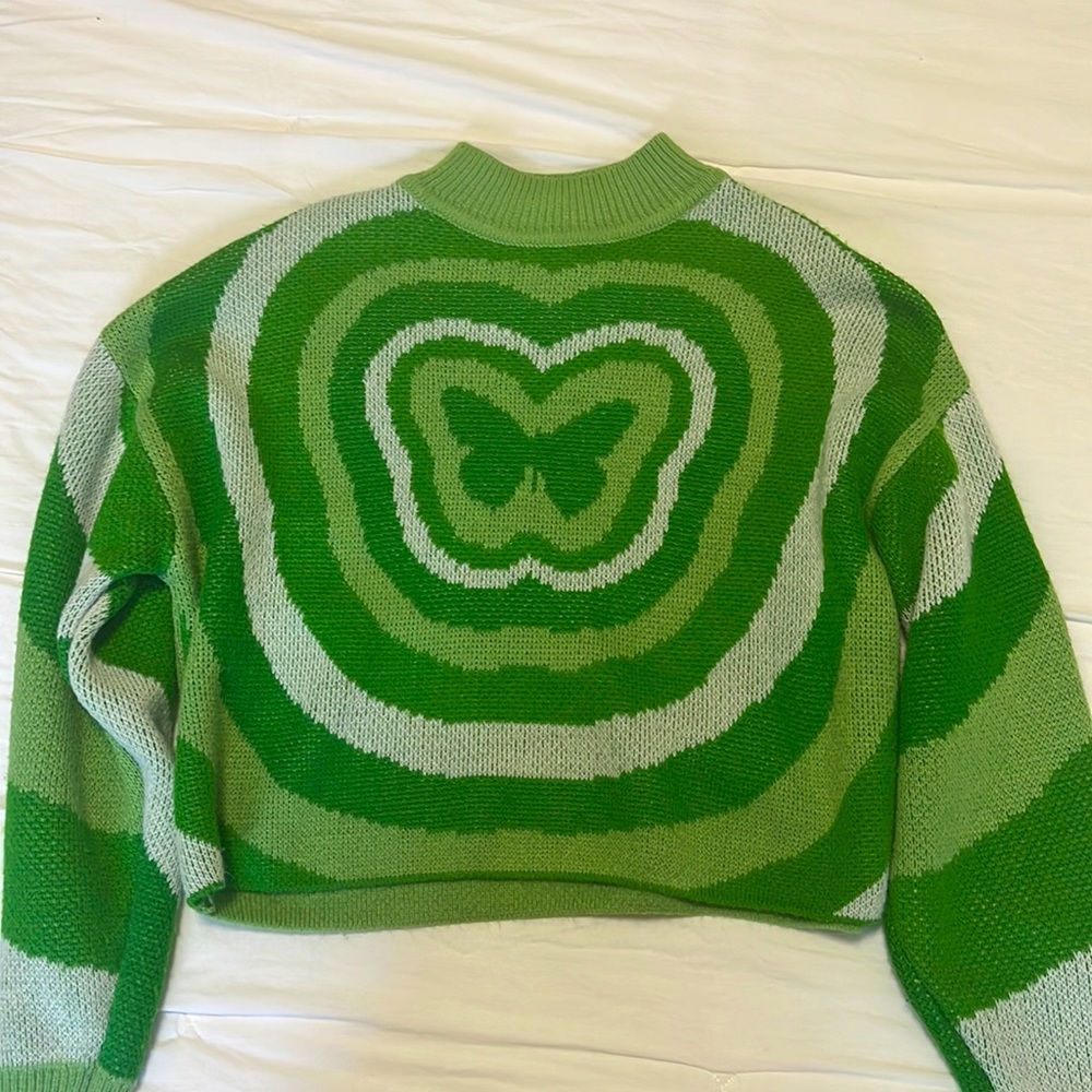 H&M Green Butterfly knit sweater